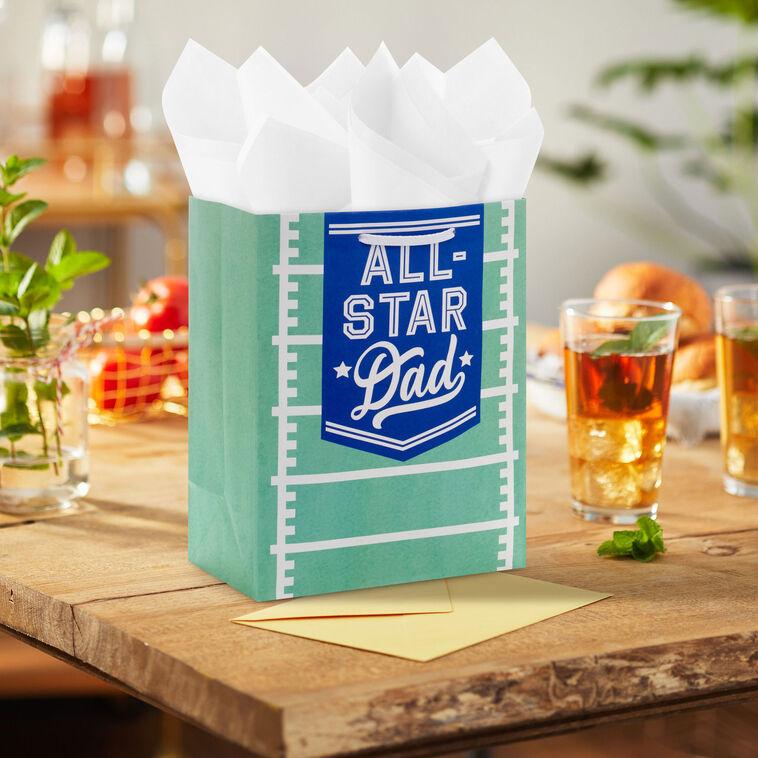 Hallmark 9.6" All-Star Dad Football Field Medium Father's Day Gift Bag With Tissue Paper
