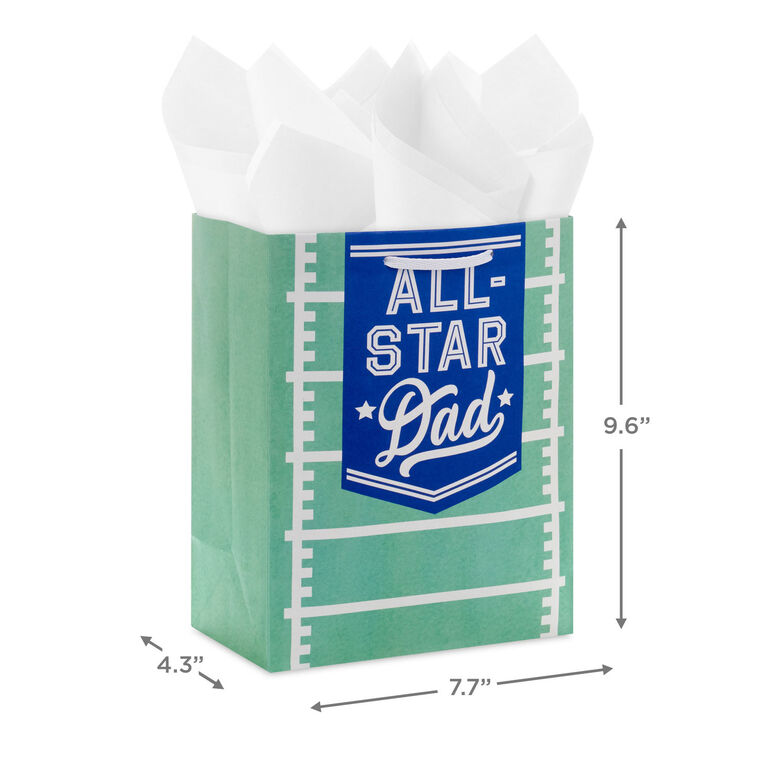 Hallmark 9.6" All-Star Dad Football Field Medium Father's Day Gift Bag With Tissue Paper