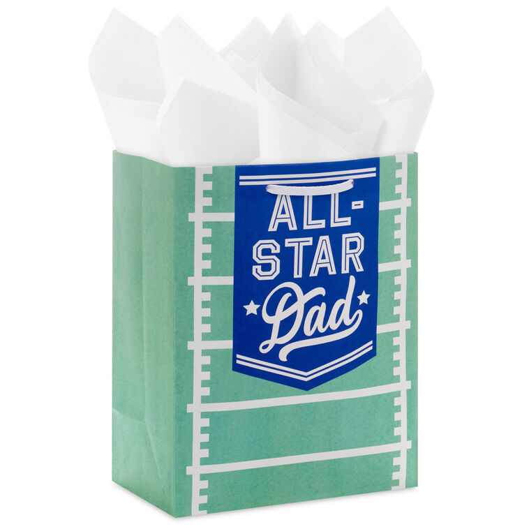 hallmark 9.6" All-Star Dad Football Field Medium Father's Day Gift Bag With Tissue Paper