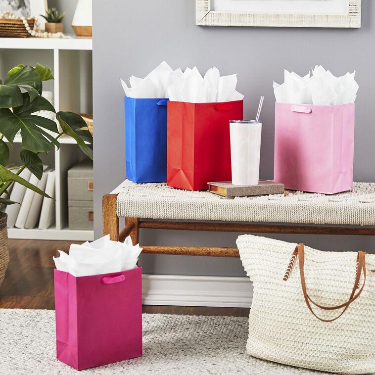 Hallmark 9.6" Assorted Solid Colors 4-Pack Medium Gift Bags