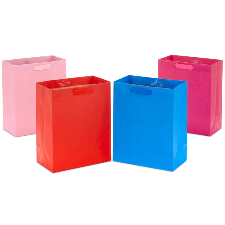 hallmark 9.6" Assorted Solid Colors 4-Pack Medium Gift Bags