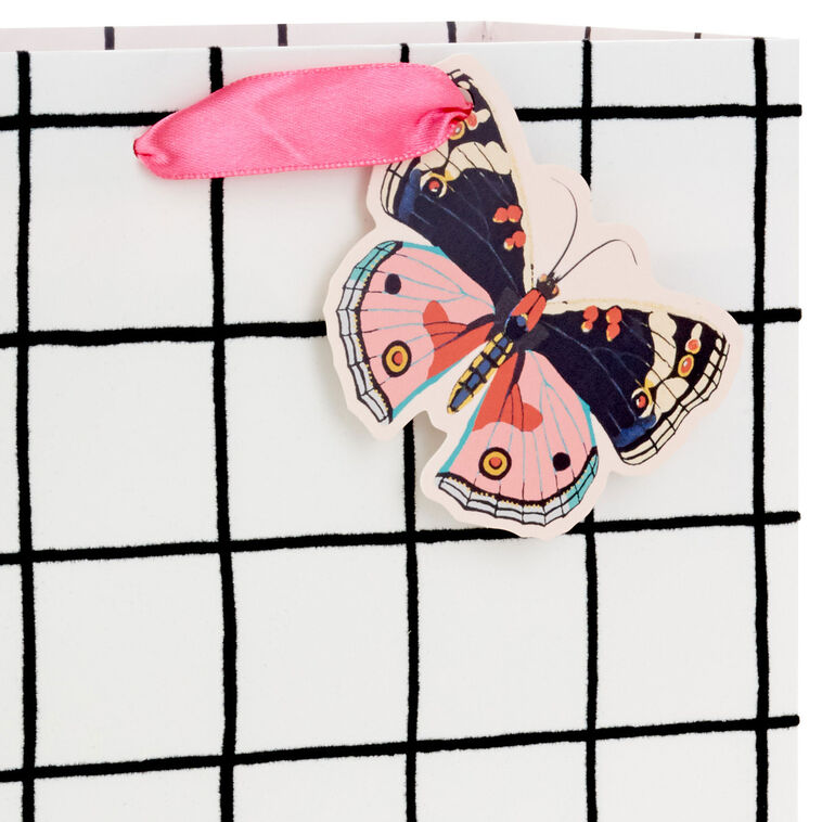 Hallmark 9.6" Black And White Windowpane Medium Gift Bag