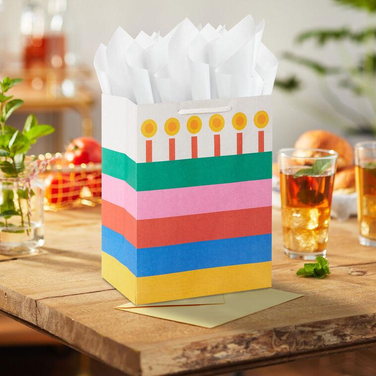 Hallmark 9.6" Bold Striped Cake Medium Birthday Gift Bag