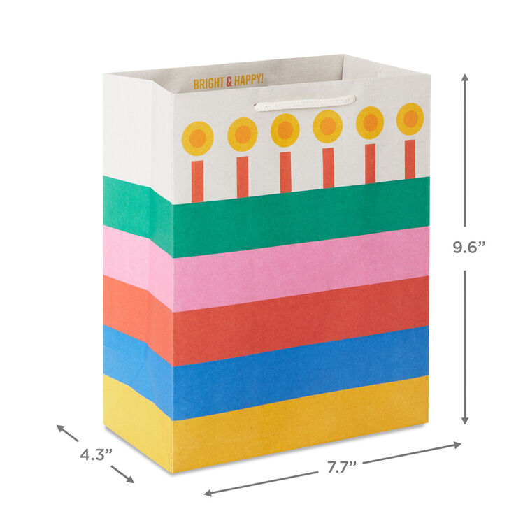 Hallmark 9.6" Bold Striped Cake Medium Birthday Gift Bag