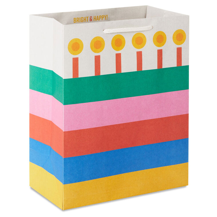 hallmark 9.6" Bold Striped Cake Medium Birthday Gift Bag