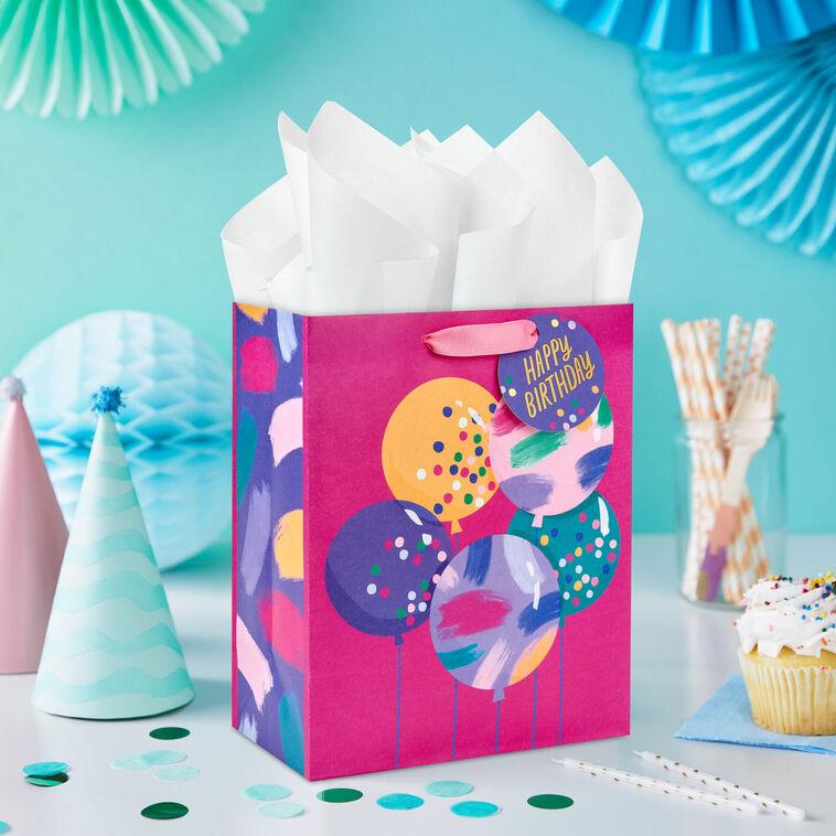 Hallmark 9.6" Bright Balloons On Fuchsia Medium Birthday Gift Bag