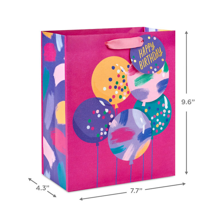 Hallmark 9.6" Bright Balloons On Fuchsia Medium Birthday Gift Bag