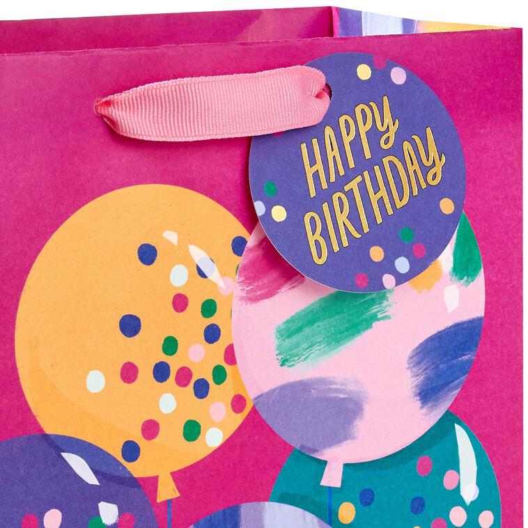 Hallmark 9.6" Bright Balloons On Fuchsia Medium Birthday Gift Bag
