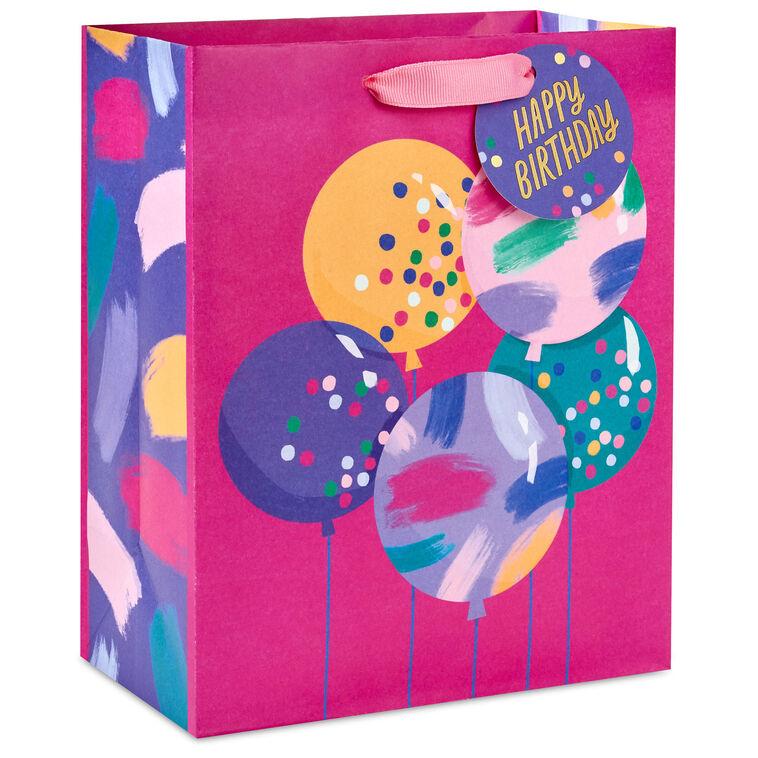 hallmark 9.6" Bright Balloons on Fuchsia Medium Birthday Gift Bag