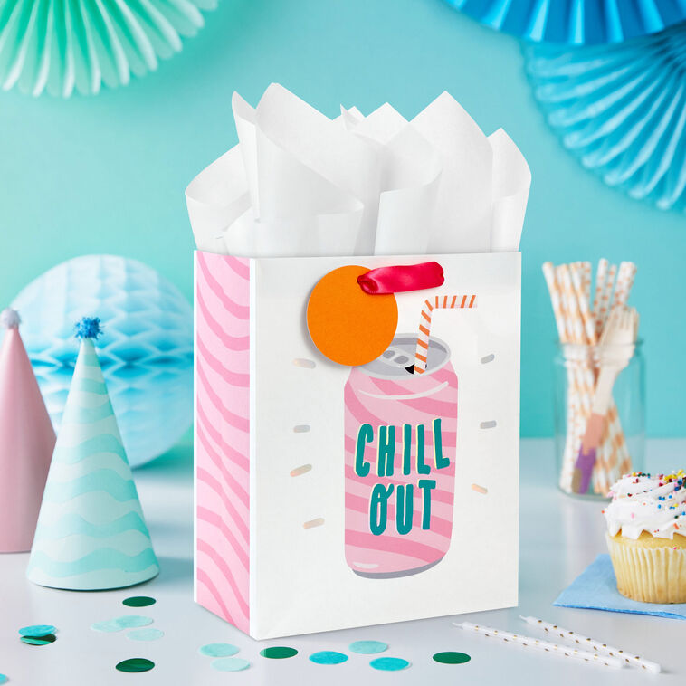 Hallmark 9.6" "Chill Out" Soda Can And Straw Medium Gift Bag