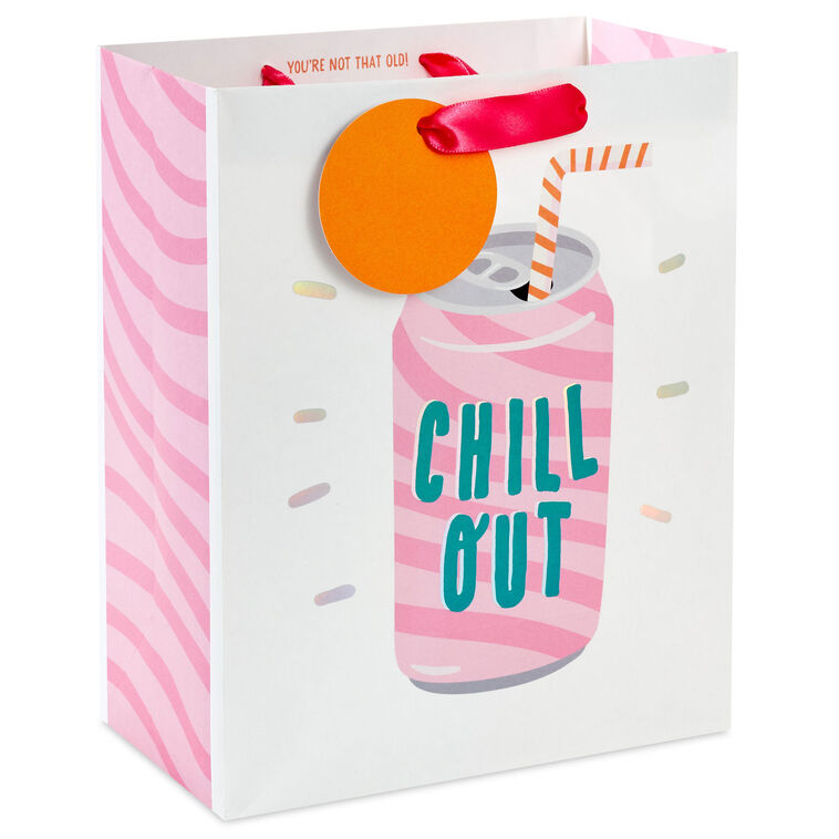 hallmark 9.6" "Chill Out" Soda Can and Straw Medium Gift Bag