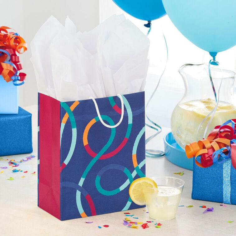 Hallmark 9.6" Colorful Loops On Blue Medium Gift Bag