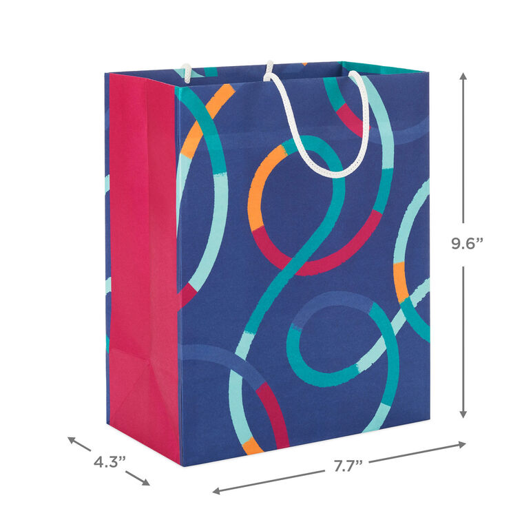 Hallmark 9.6" Colorful Loops On Blue Medium Gift Bag