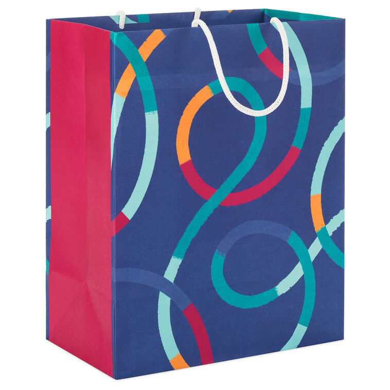 hallmark 9.6" Colorful Loops on Blue Medium Gift Bag