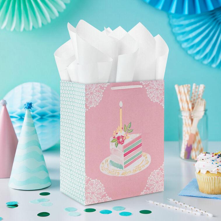 Hallmark 9.6" Elegant Cake Slice Medium Birthday Gift Bag