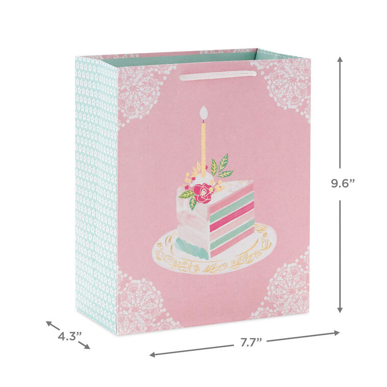 Hallmark 9.6" Elegant Cake Slice Medium Birthday Gift Bag