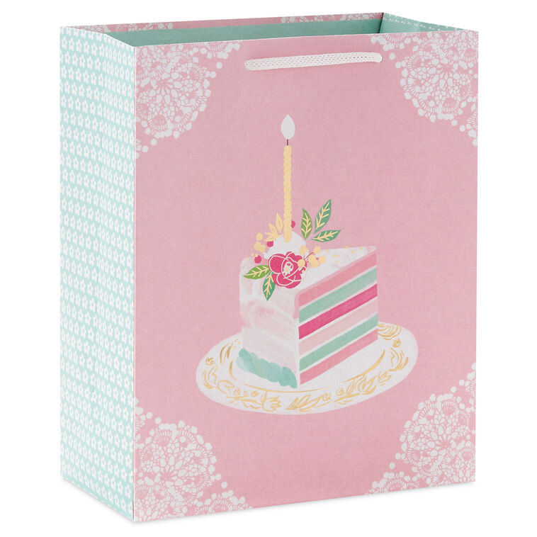 hallmark 9.6" Elegant Cake Slice Medium Birthday Gift Bag