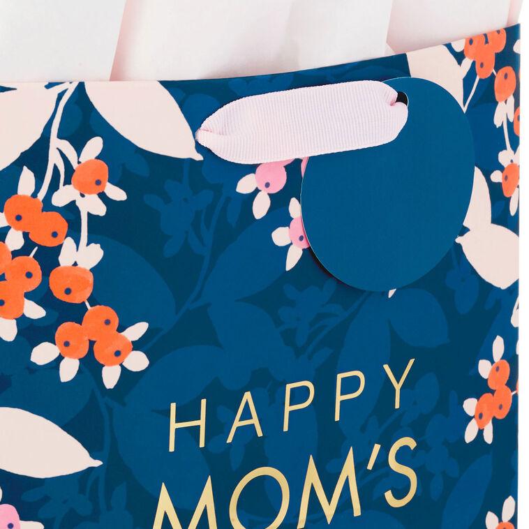 Hallmark 9.6" Floral On Navy Medium Mother's Day Gift Bag With Tissue