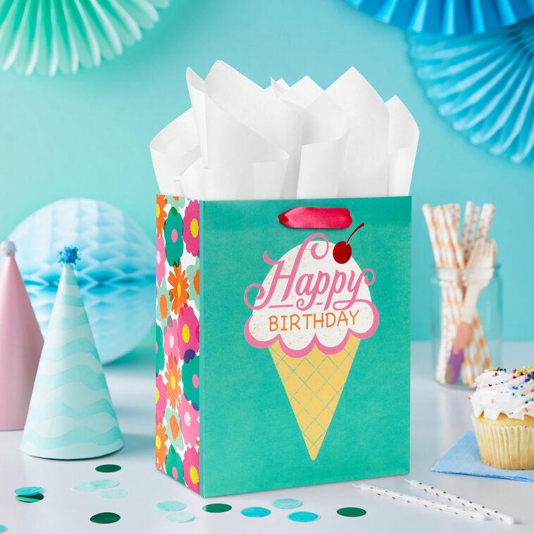 Hallmark 9.6" Ice Cream Cone Medium Birthday Gift Bag