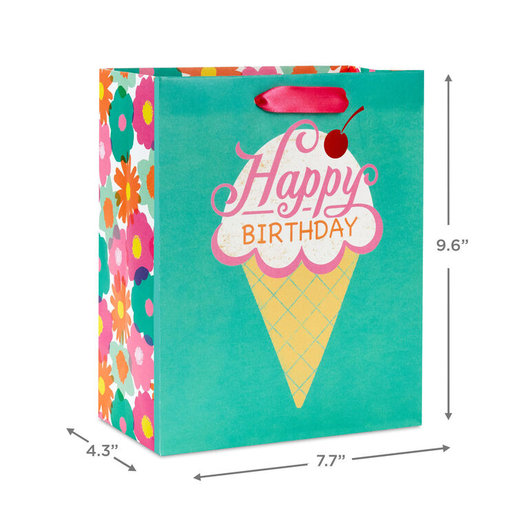 Hallmark 9.6" Ice Cream Cone Medium Birthday Gift Bag
