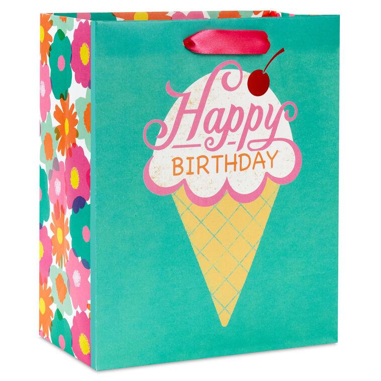 hallmark 9.6" Ice Cream Cone Medium Birthday Gift Bag