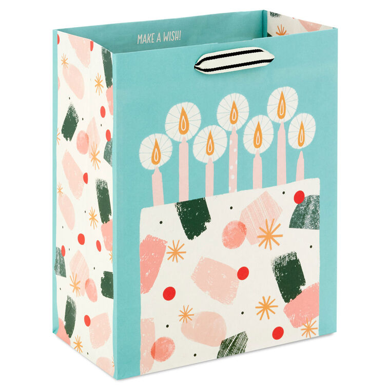 hallmark 9.6" Modern Birthday Cake on Mint Green Medium Gift Bag