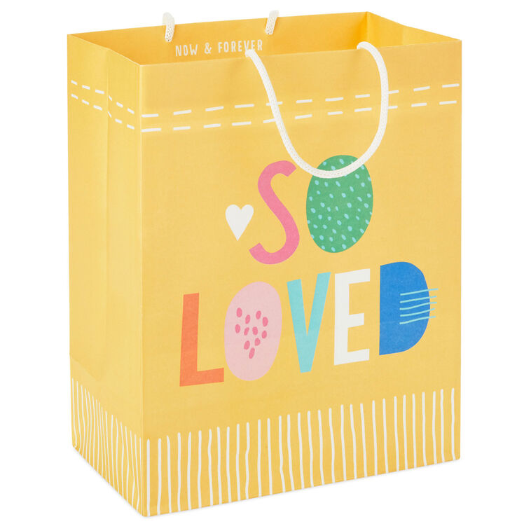 hallmark 9.6" Pastel Lettering on Yellow Medium Gift Bag