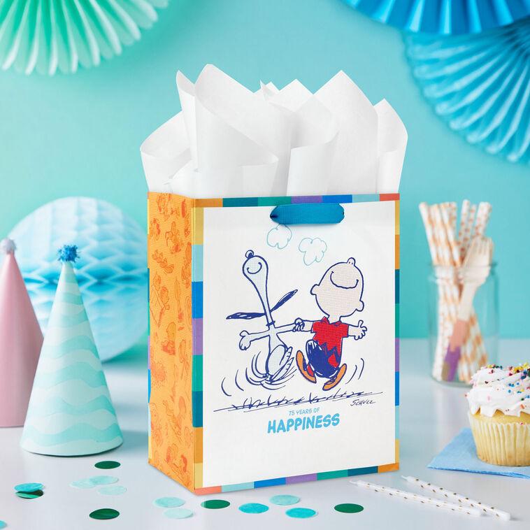 Hallmark 9.6" Peanuts® 75th Anniversary Happy Dance Medium Gift Bag