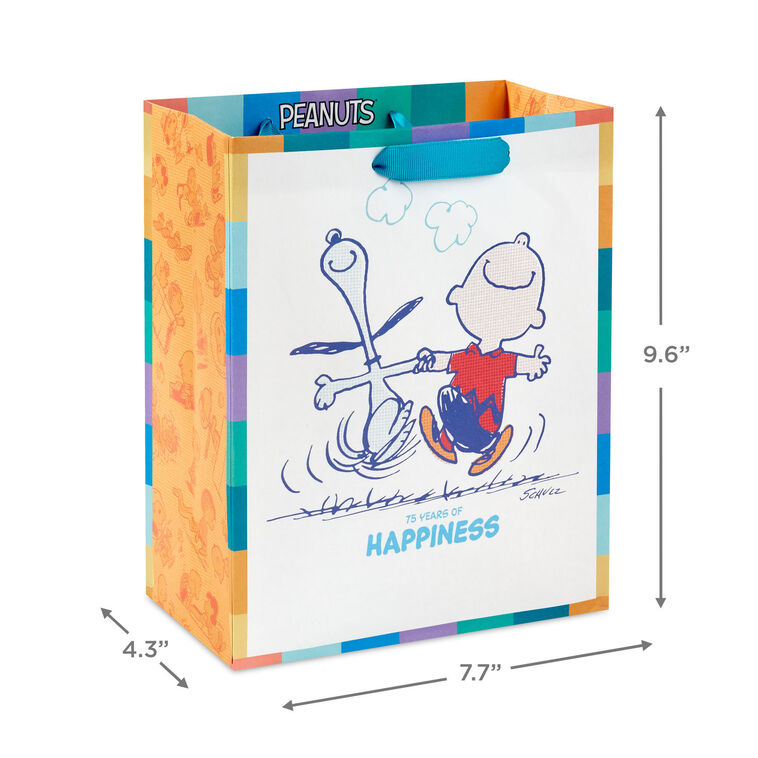 Hallmark 9.6" Peanuts® 75th Anniversary Happy Dance Medium Gift Bag