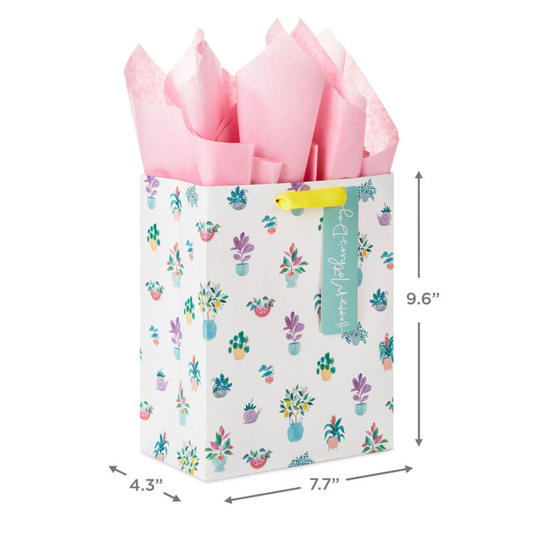 Hallmark 9.6" Potted Plants Medium Mother's Day Gift Bag With Tissue Paper