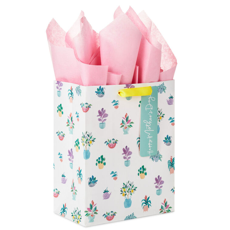 hallmark 9.6" Potted Plants Medium Mother's Day Gift Bag With Tissue Paper