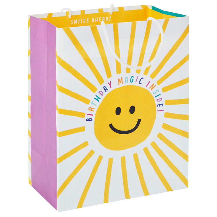 hallmark 9.6" Sunshine Smiles on White Medium Gift Bag