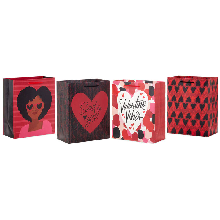 hallmark 9.6" Valentine Vibes 4-Pack Assorted Medium Gift Bags