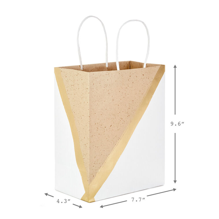 Hallmark 9.6" White And Kraft Paper 8-Pack Gift Bags