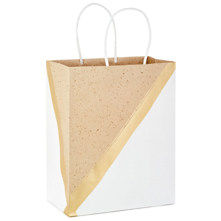 Hallmark 9.6" White And Kraft Paper 8-Pack Gift Bags
