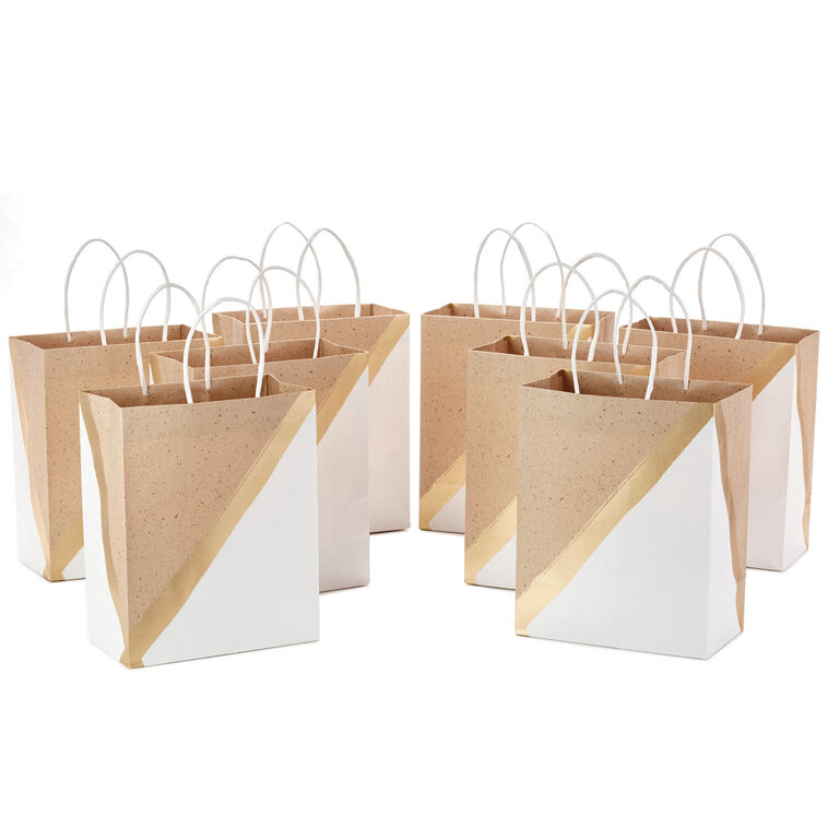 hallmark 9.6" White and Kraft Paper 8-Pack Gift Bags