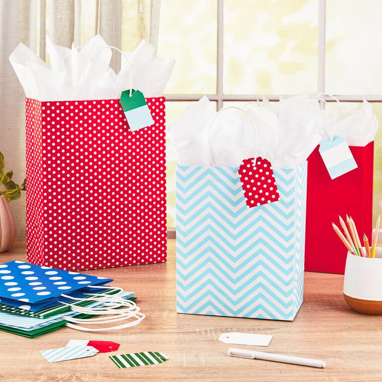 Hallmark 9.7" And 13" Assorted Colorful 7-Pack Gift Bags With Tags
