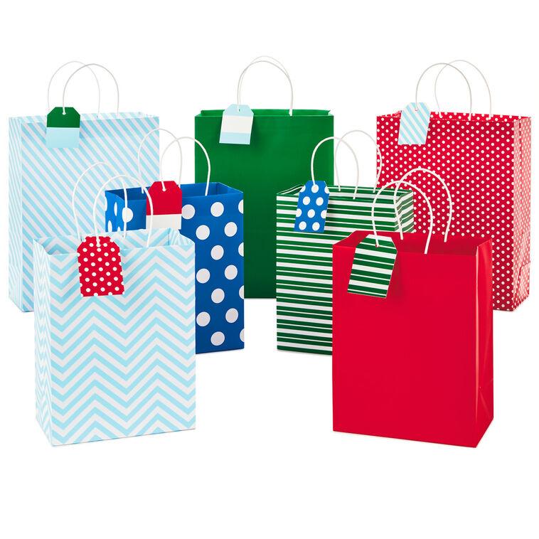 hallmark 9.7" and 13" Assorted Colorful 7-Pack Gift Bags With Tags