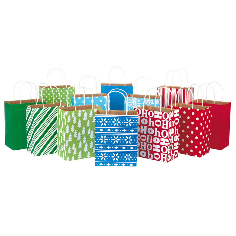 hallmark 9.7" Bright Fun 12-Pack Christmas Gift Bags