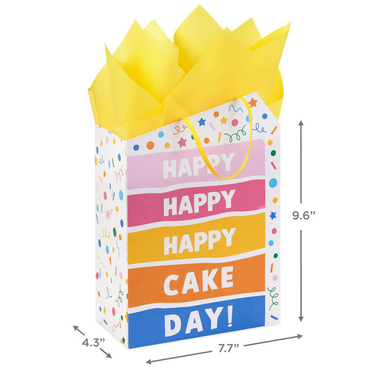 Hallmark 9" Happy Cake Day Medium Birthday Gift Bag With Tissue Paper
