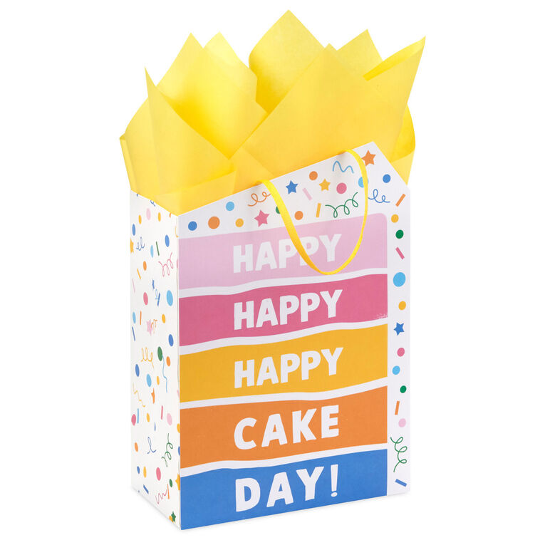 hallmark 9" Happy Cake Day Medium Birthday Gift Bag With Tissue Paper