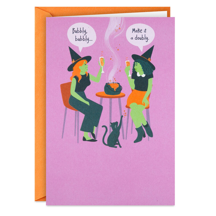 hallmark A Bubbly and Doubly Fun Holiday Funny Halloween Card