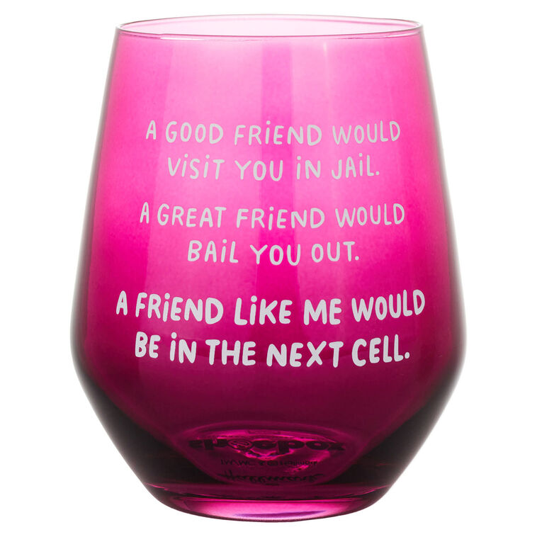 hallmark A Friend Like Me Funny Stemless Wine Glass 15.5 oz