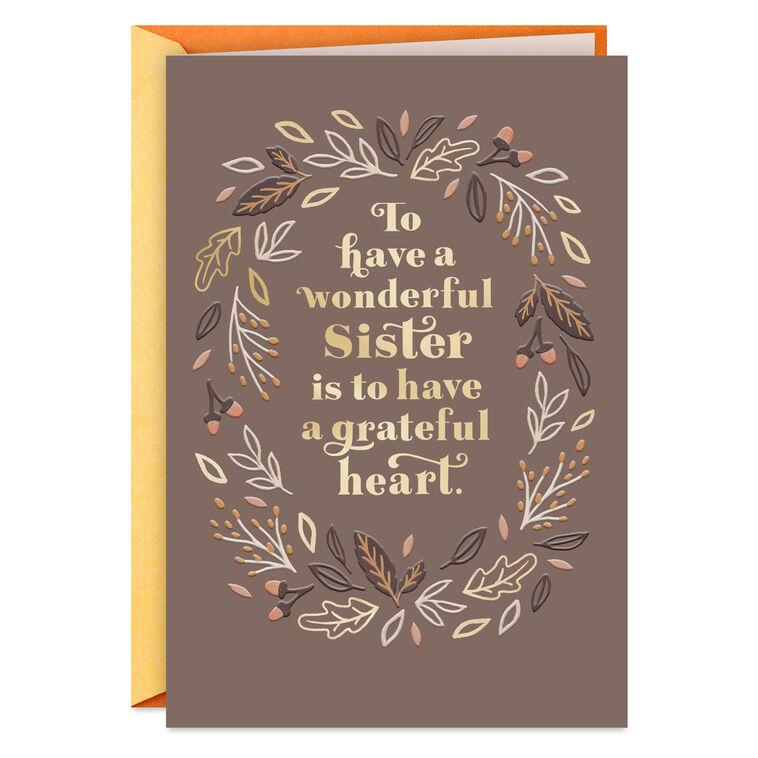 hallmark A Grateful Heart Thanksgiving Card for Sister