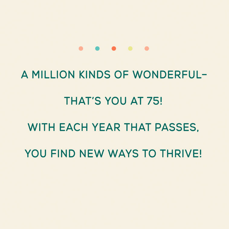 Hallmark A Million Kinds Of Wonderful 75th Birthday Card