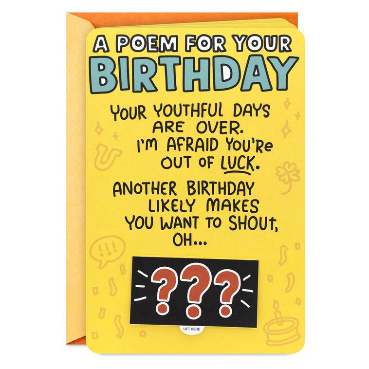 hallmark A Poem for Your Birthday Funny Lift-the-Flap Birthday Card