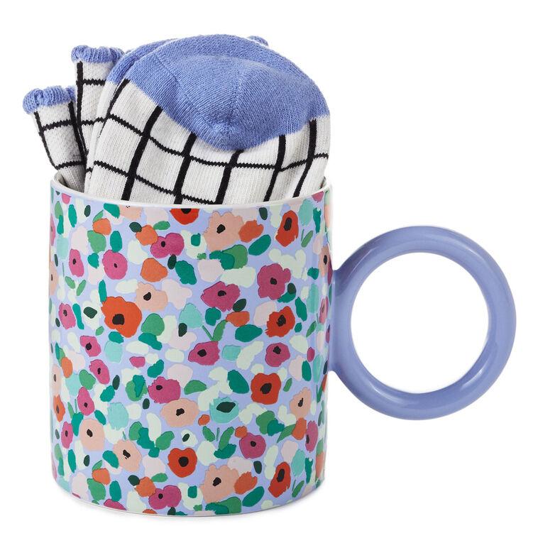 Hallmark Abstract Floral Mug With Crew Socks Set Of 2