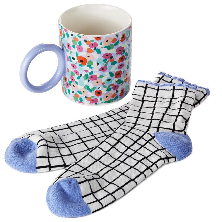 Hallmark Abstract Floral Mug With Crew Socks Set Of 2