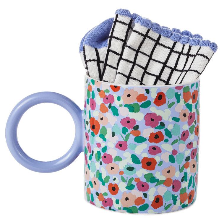 hallmark Abstract Floral Mug With Crew Socks Set of 2