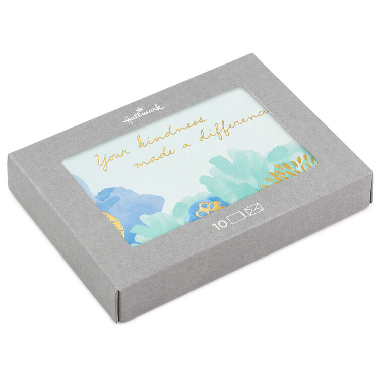 hallmark Abstract Flowers on Blue Boxed Blank Thank-You Notes Pack of 10